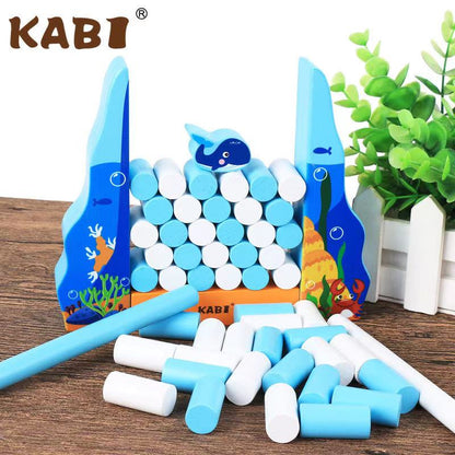 Wooden Whale Diving Game- Fine motor skills toys