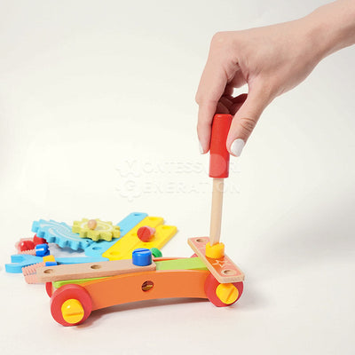 Fidtoy Wooden Tool Building Chair Set for Kids 3+