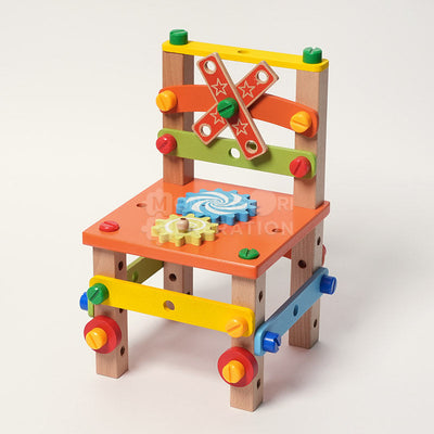 Fidtoy Wooden Tool Building Chair Set for Kids 3+