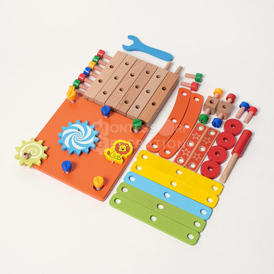 Fidtoy Wooden Tool Building Chair Set for Kids 3+