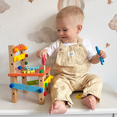 Fidtoy Wooden Tool Building Chair Set for Kids 3+