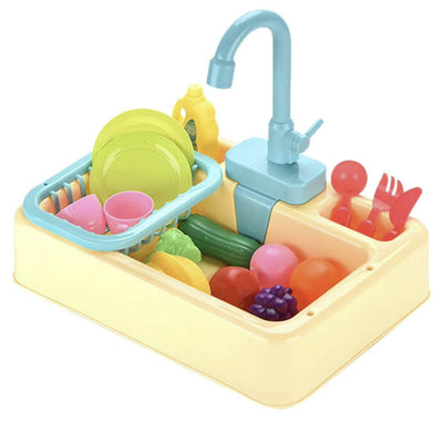 Fidtoy Play Kitchen Sink Toy with Running Water – Interactive Pretend Kitchen Playset for Kids