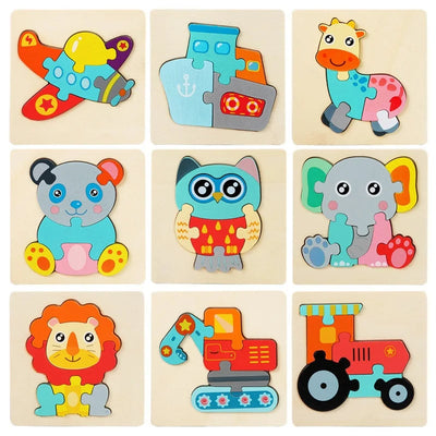 Fidtoy Montessori Wooden Puzzle Set for Toddlers – Educational Fine Motor Skills Learning Toy