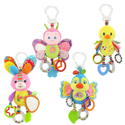 Fidtoy Baby Hanging Sensory Toy for Stroller Crib and Car Seat – Plush Rattle Teether Activity Toy