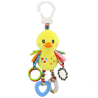Fidtoy Baby Hanging Sensory Toy for Stroller Crib and Car Seat – Plush Rattle Teether Activity Toy
