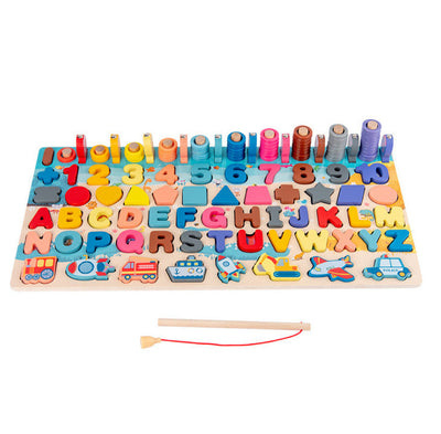 Fidtoy Wooden Alphabet & Numbers Puzzle for Toddlers – Montessori Educational Toy for Early Learning and Counting