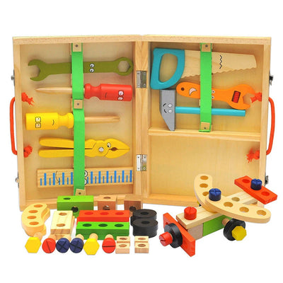 Wooden Toy Tool Box for Kids