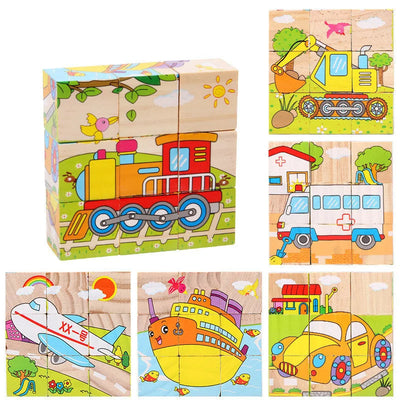 Fidtoy 3D Wooden Puzzle for Toddlers – 6-in-1 Animal Cube Educational Toy