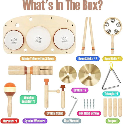 Rhythm Station – Table Musicale et Set de Tambours en Bois 11-en-1