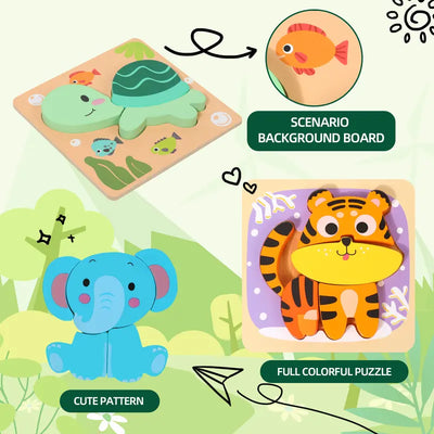 Jeu de Puzzles en Bois Épais MiniMind™ - Jouets d'Apprentissage Montessori pour Tout-Petits