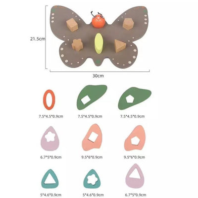 Mariposa de madera para emparejar formas - Juguetes de motricidad fina