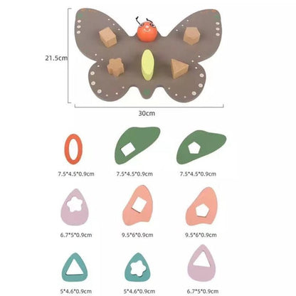 Wooden Butterfly Shape Matching-  Fine motor skills toys