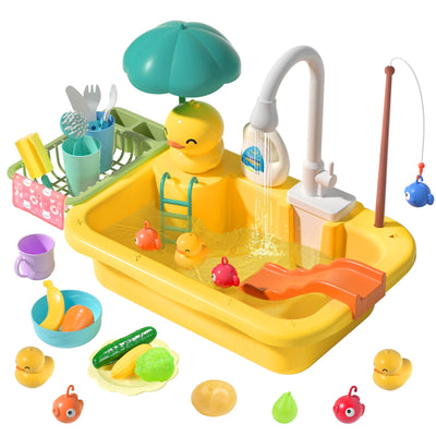 Fidtoy Évier de Cuisine Jouet pour Enfants avec Robinet d'Eau Courante