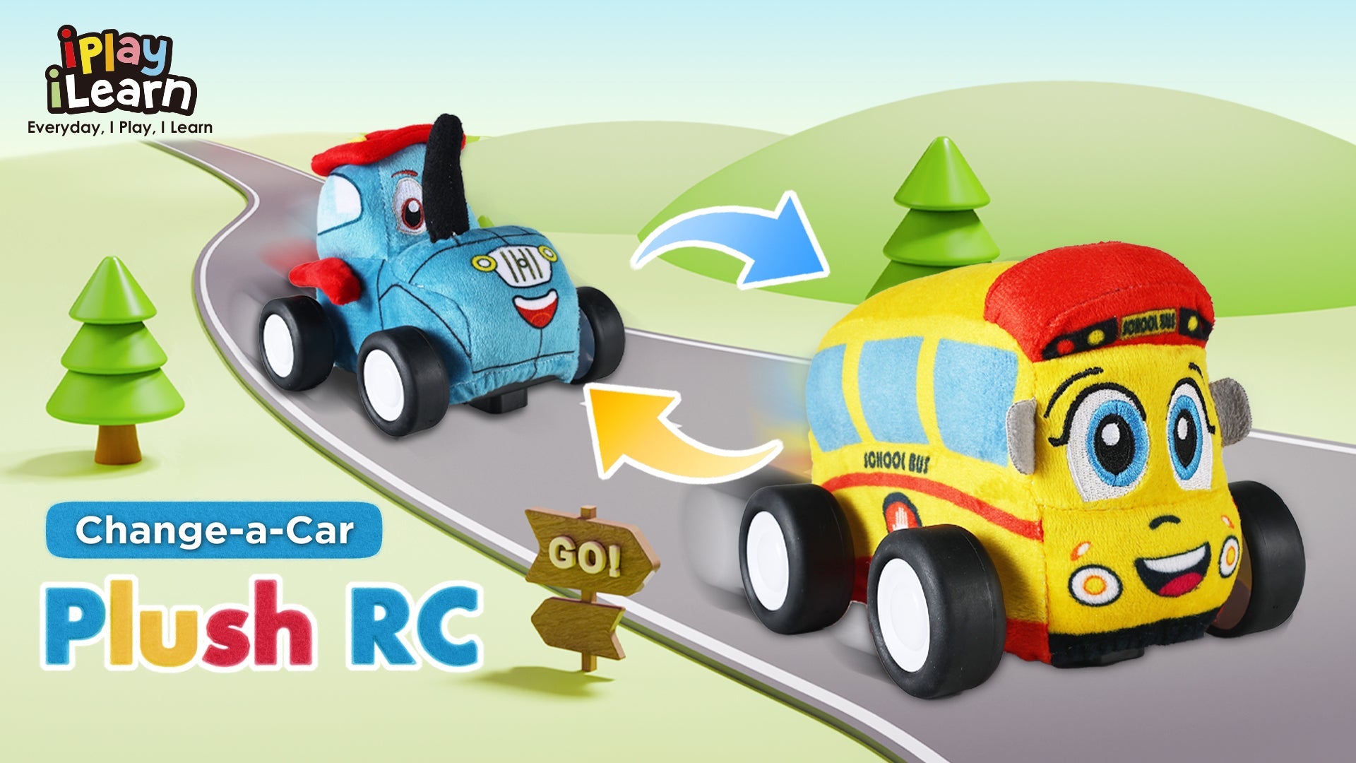 Baby Soft Remote Control Toy Cars, Toddler RC Tractor Truck School Bus