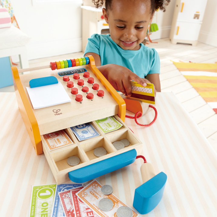 Caisse enregistreuse en bois Fidtoy, jouet pour enfants, ensemble de jeu de magasin