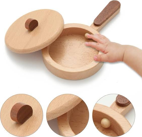 Wooden Kitchen Utensil  & Cookware Roleplay Toy Play set
