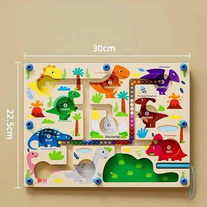 Magnetic Dinosaur Color Sorting Maze – Fine Motor Learning Toy for Hand-Eye Coordination and Pre-Writing Skills