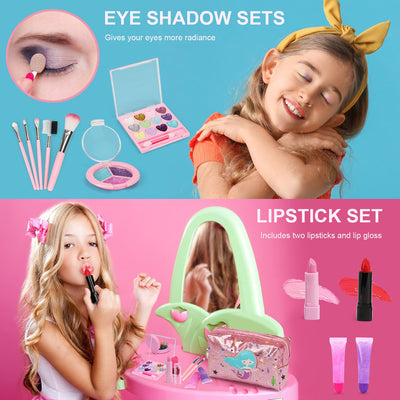 Fidtoy Mermaid Makeup Kit for Kids with Bag and Beauty Set