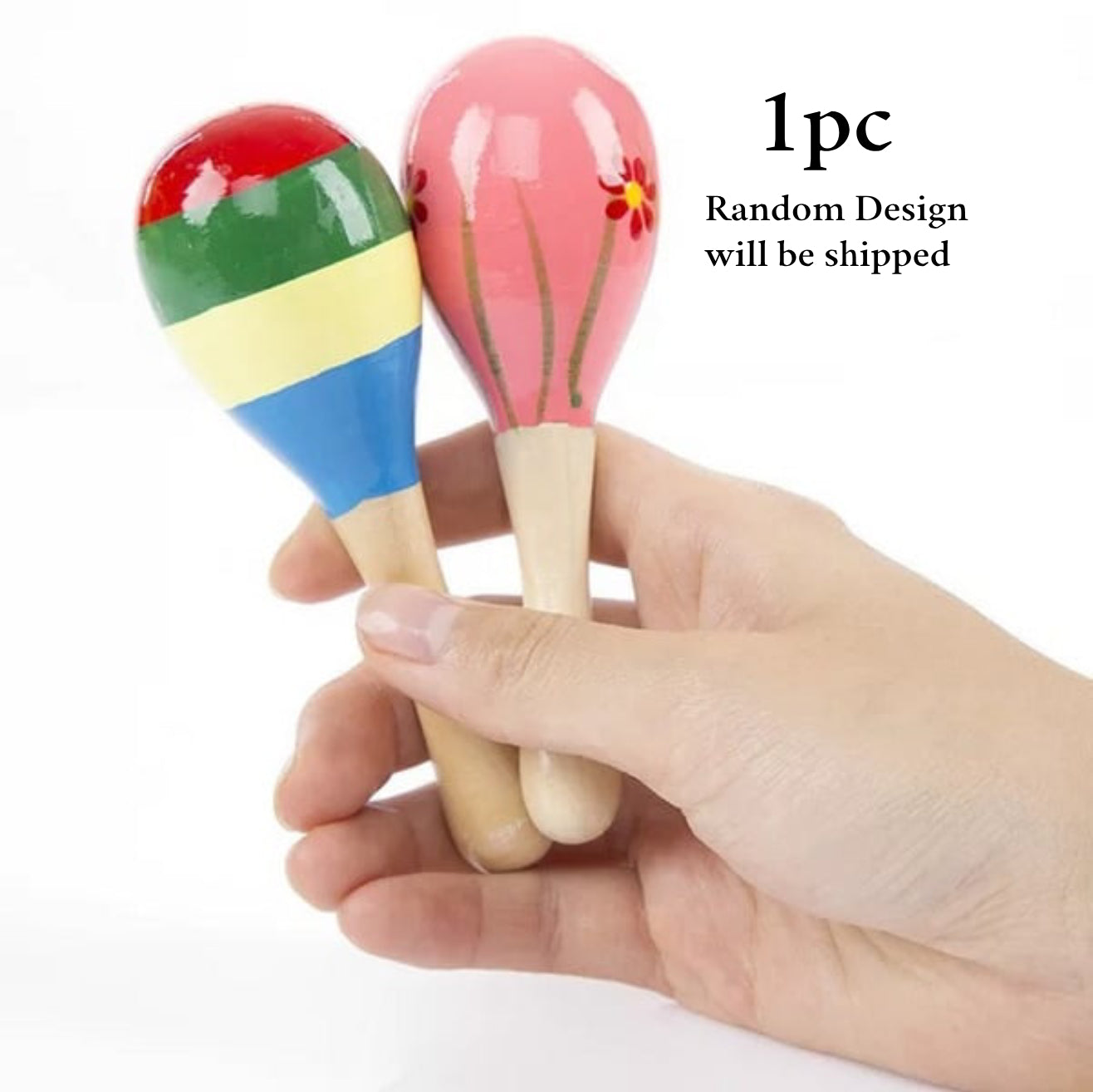 Wooden Egg Bell Rattle | Sensory Toy for Baby (One Random Design Shipped)