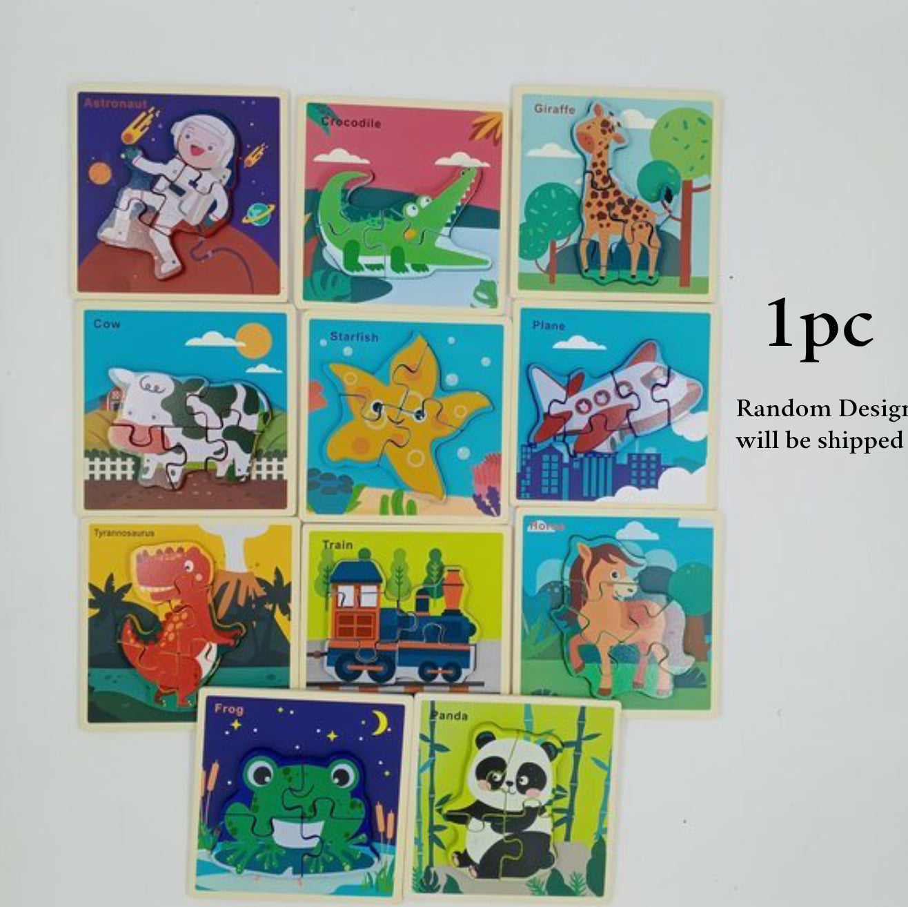 Wooden Chunky Jigsaw Puzzle with name for kids -1 PC RANDOM DESIGN WILL BE SHIPPED- EKT2362