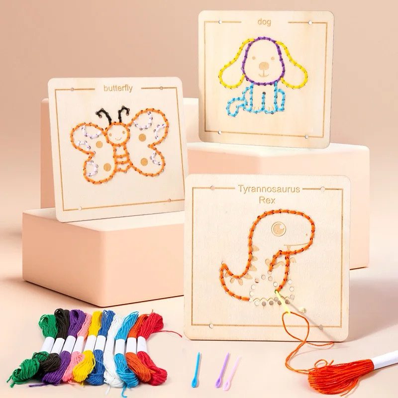 Wooden Embroidery Board Set - Sewing Practice for Fine Motor Development