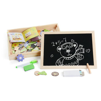Fidtoy Double-Sided Magnetic & Drawing Board Puzzle for Kids – Montessori Learning Toy for Creativity & Fine Motor Skills