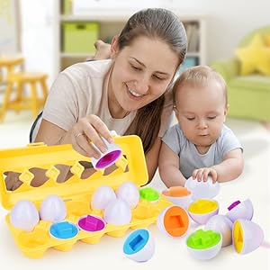 Fidtoy Matching Eggs Toy for Toddlers 12+ Months Shape Sorting Set