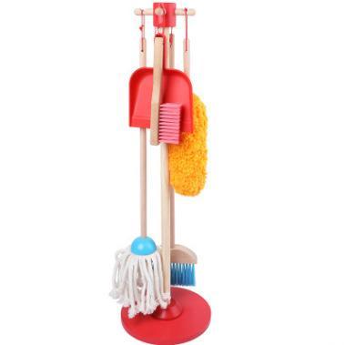 Solid Wood Children's Broom Mop And Dustpan Set