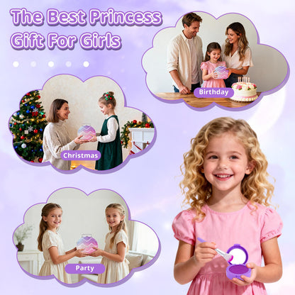Girls Pretend Makeup Kit with Carry Case My First Kids Makeup Playset for Toddlers Safe Mess-Free Fake Makeup Complete Playset for Imagination Role Play Early Learning Perfect Gift for Girls 3+