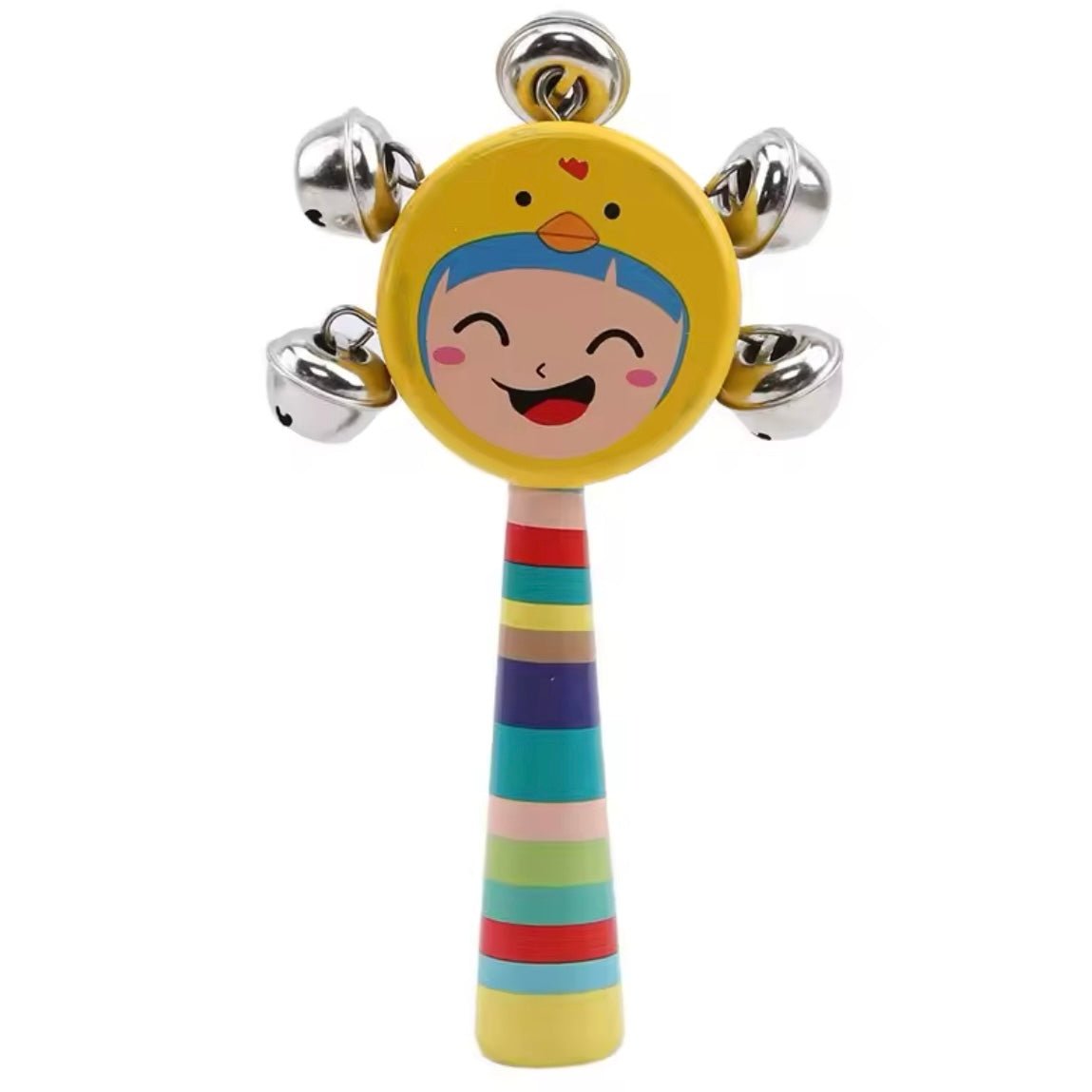 Hochet Kungroo à Visage | Jouets de Hochet en Bois à Visage - 1 pièce