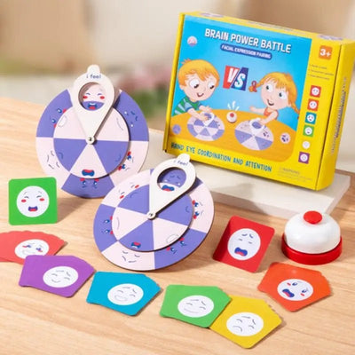 Jeu de puzzle amusant pour la famille, spinners d'expression faciale en bois, défi de coordination œil-main, jouet interactif, jeu de table de société, cadeau pour enfants