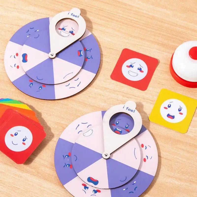 Jeu de puzzle amusant pour la famille, spinners d'expression faciale en bois, défi de coordination œil-main, jouet interactif, jeu de table de société, cadeau pour enfants