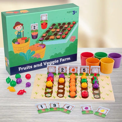 Jeu de tri de légumes et de fruits de la ferme – Apprenez les couleurs, les chiffres et les catégories