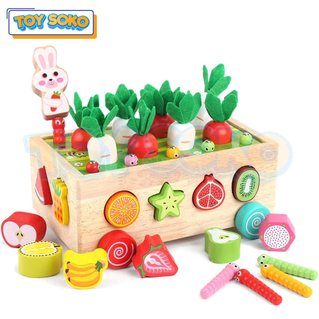 Farm Orchard Push & Pull Car – Wooden Toys & Puzzle for Kids