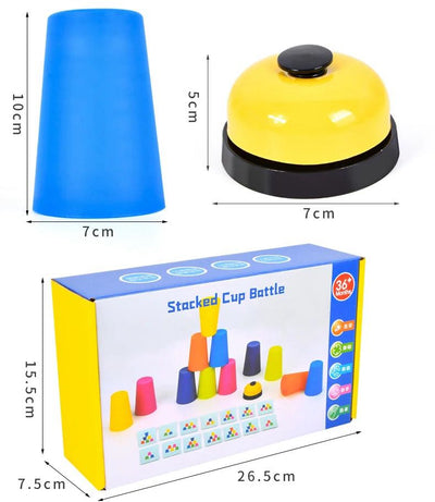 Batalla de apilamiento de vasos de ritmo rápido: juego de velocidad y emparejamiento para 2 jugadores para habilidades motoras finas y cognitivas