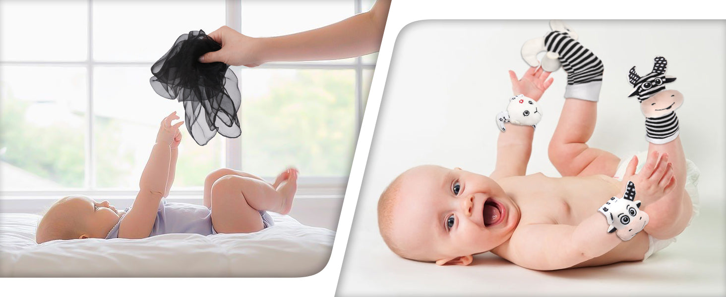 Juguetes sensoriales en blanco y negro para recién nacidos de 0 a 6 meses - Set de desarrollo temprano