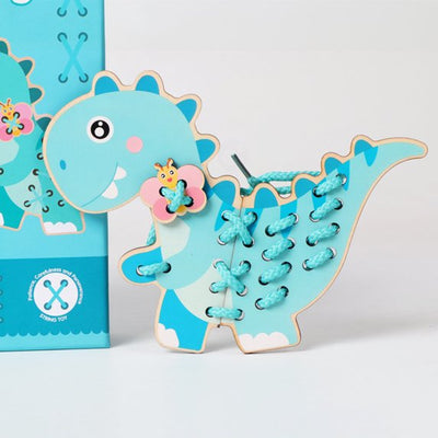 Dinosaurio de Madera con Hilo para Coordinación Ojo-Mano - 684