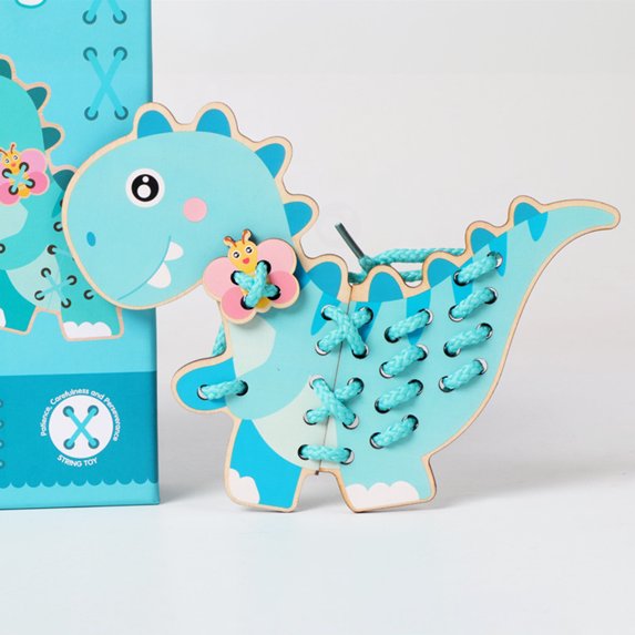 Dinosaurio de Madera con Hilo para Coordinación Ojo-Mano - 684