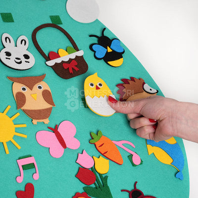 Fidtoy Jouet d'activité mural en feutre Lapin pour enfants 1+ Décoration de Pâques