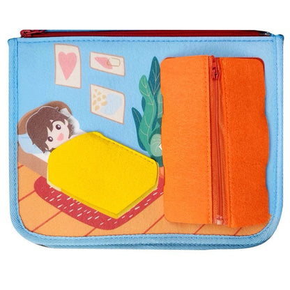 Felt Busy Board for Toddlers – Practical Life Skills Travel Toy with Space, Mermaid and Dino Themes