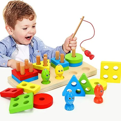 Jouet de pêche magnétique en bois Fidtoy pour enfants de 2 à 6 ans