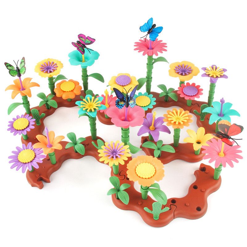 Flower Garden Building Toy - 144-Piece STEM Construction Set with Butterflies and Stackable Parts