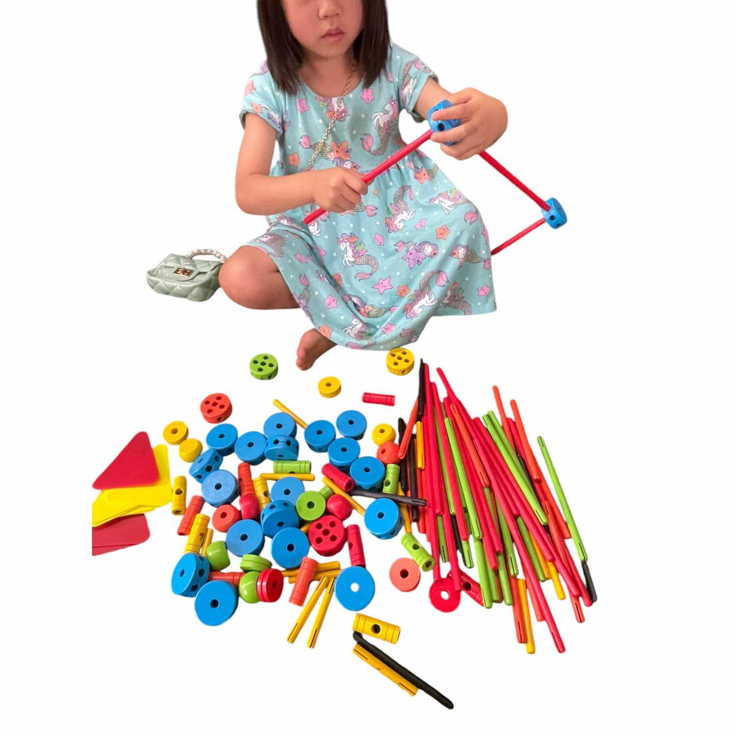 130+ pcs Large Wooden Tinker Toy Building Set construction Blocks Best Kids Open-Ended Toys