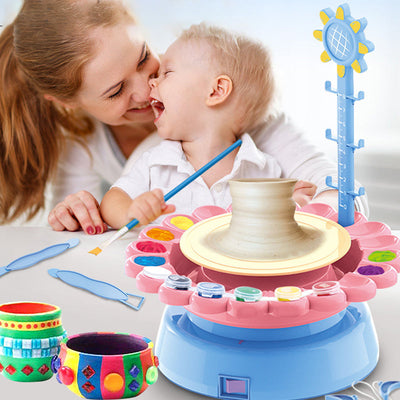 Fidtoy Electric Pottery Wheel Kit for Kids with Clay and Paints