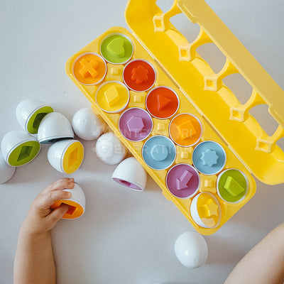 Fidtoy Matching Eggs Toy for Toddlers 12+ Months Shape Sorting Set