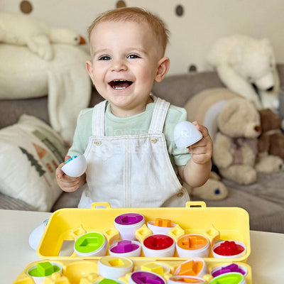 Fidtoy Matching Eggs Toy for Toddlers 12+ Months Shape Sorting Set