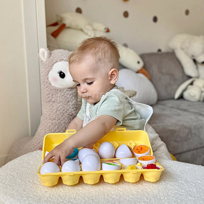 Fidtoy Matching Eggs Toy for Toddlers 12+ Months Shape Sorting Set
