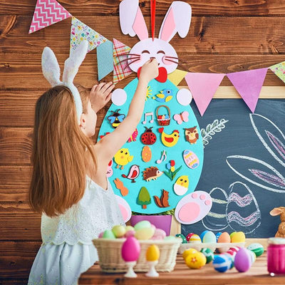 Fidtoy Jouet d'activité mural en feutre Lapin pour enfants 1+ Décoration de Pâques