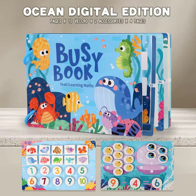 Mini libro interactivo - Tema de matemáticas oceánicas | Aprende números, conteo y fracciones con diversión bajo el agua
