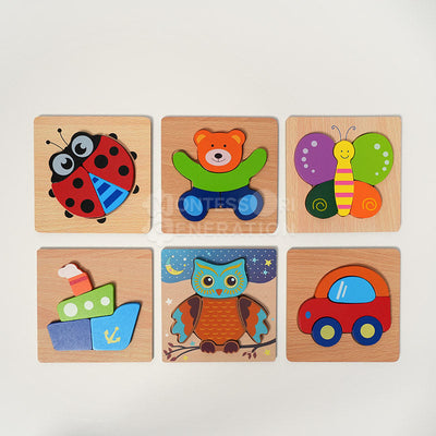 Fidtoy Wooden Toddler Puzzle Set – 6 Educational Puzzles for Kids 2+